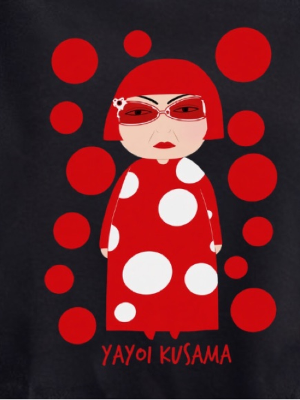 Yayoi Kusama Cartoon Polka Dots Red And Black Art Memories Graphic T-Shirt - Picture 3 of 7